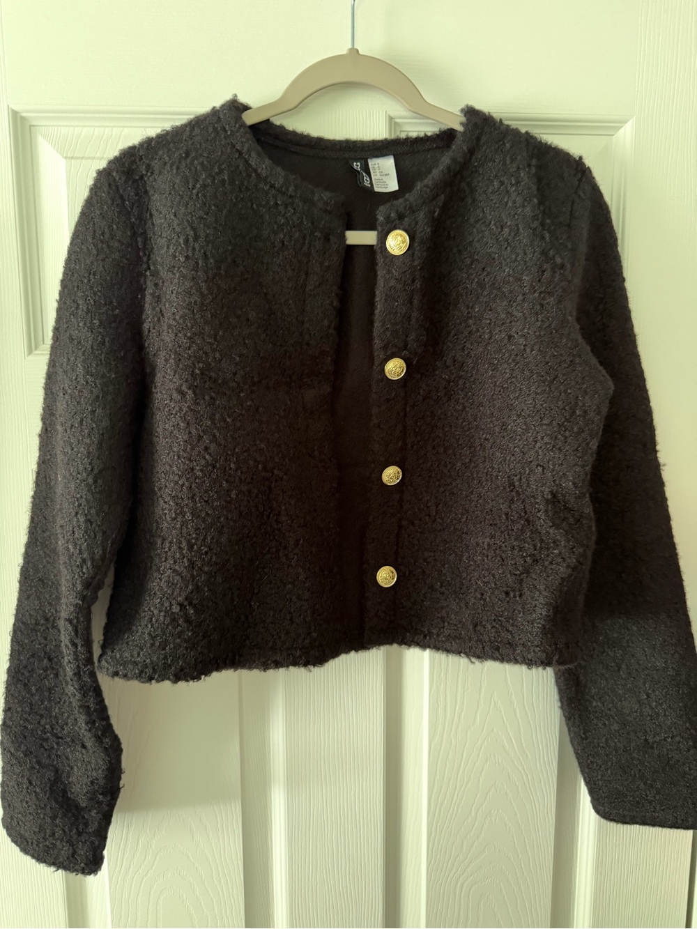 H&M Teddy Jacket in Deep Black